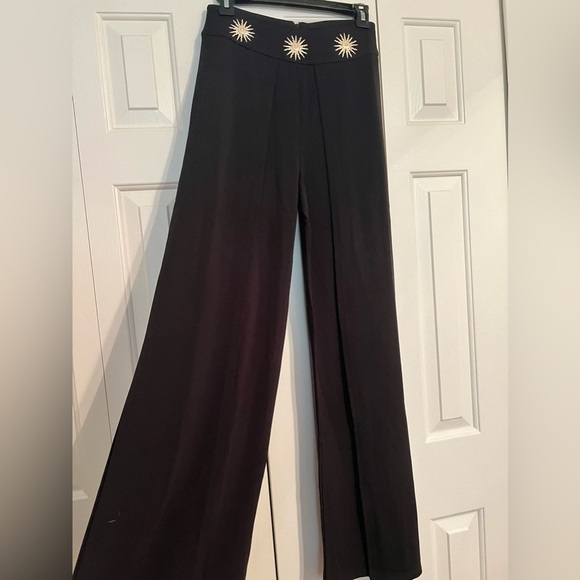 NWT Black trousers with metal sun details
